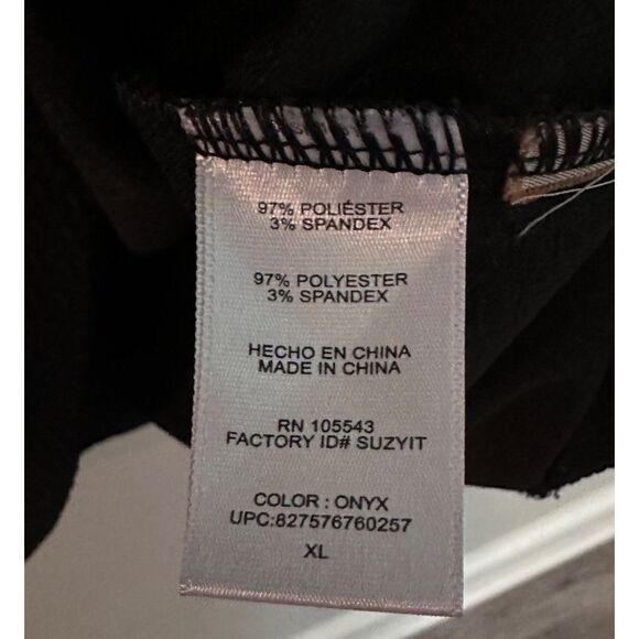 Daisy Fuentes Black Peplum Top Womens XL Short Sleeve Cute! Textured Print - Picture 4 of 6